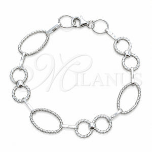 Pulsera Elegante 03.392.0033.07 Plata Rodinada, Pulido, Tono Plateado (Grosor 12 MM, 7 Pulgadas de Largo)