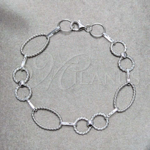 Pulsera Elegante 03.392.0033.07 Plata Rodinada, Pulido, Tono Plateado (Grosor 12 MM, 7 Pulgadas de Largo)