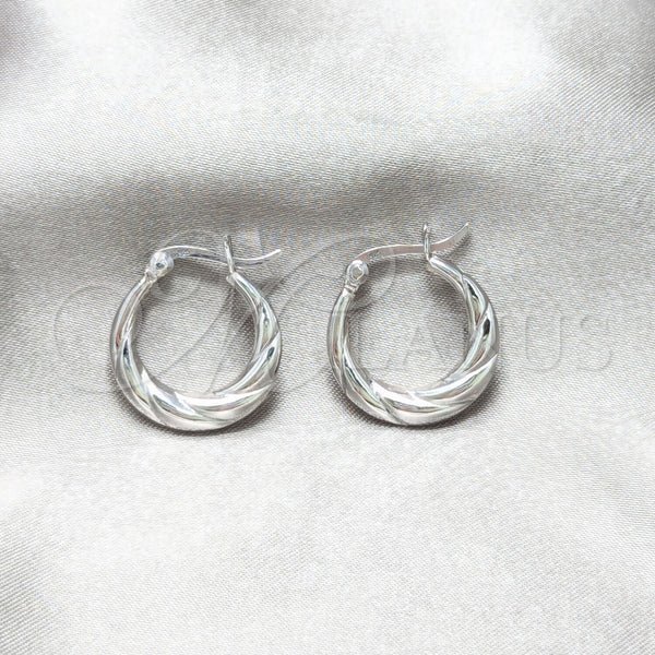 Argolla Pequeña 02.425.0012.20 Plata Rodinada, Diseño de Torcido, Pulido, Tono Plateado