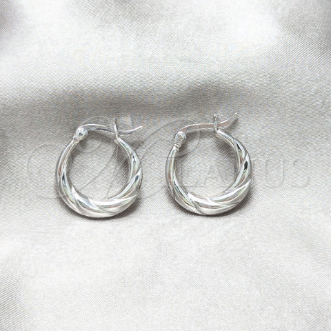Argolla Pequeña 02.425.0012.20 Plata Rodinada, Diseño de Torcido, Pulido, Tono Plateado