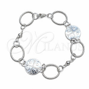 Pulsera Elegante 03.392.0036.07 Plata Rodinada, Pulido, Tono Plateado (Grosor 16 MM, 7 Pulgadas de Largo)
