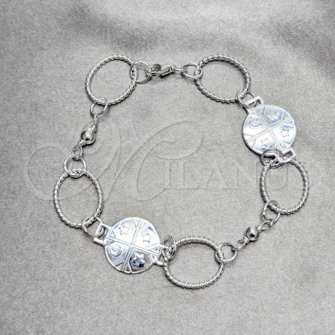 Pulsera Elegante 03.392.0036.07 Plata Rodinada, Pulido, Tono Plateado (Grosor 16 MM, 7 Pulgadas de Largo)
