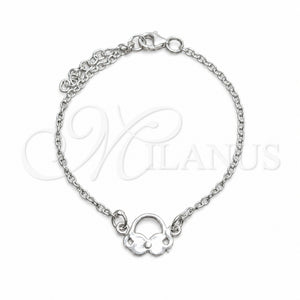 Pulsera Elegante 03.392.0037.07 Plata Rodinada, Diseño de Niñita Pequeña, Pulido, Tono Plateado (Grosor 15 MM, 7 Pulgadas de Largo)