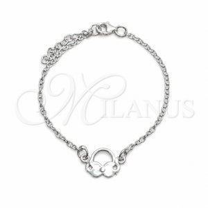 Pulsera Elegante 03.392.0037.07 Plata Rodinada, Diseño de Niñita Pequeña, Pulido, Tono Plateado (Grosor 15 MM, 7 Pulgadas de Largo)
