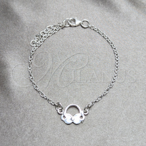 Pulsera Elegante 03.392.0037.07 Plata Rodinada, Diseño de Niñita Pequeña, Pulido, Tono Plateado (Grosor 15 MM, 7 Pulgadas de Largo)