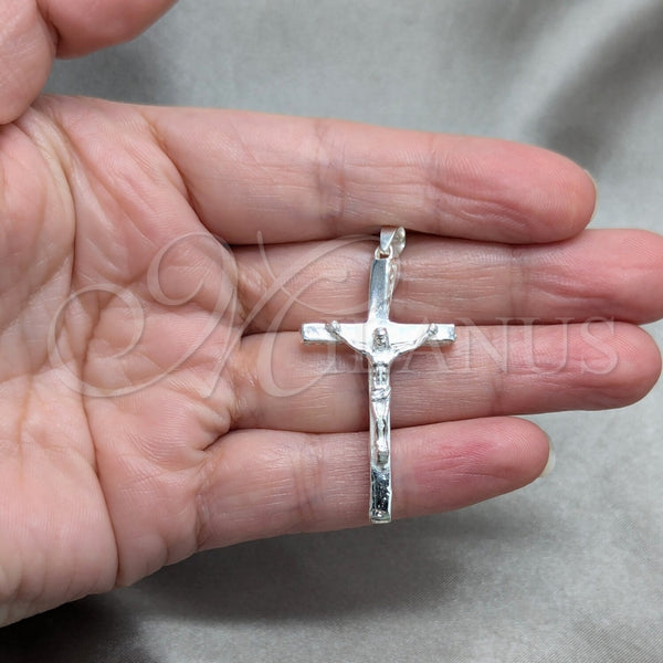 Dije Religioso 05.392.0110 Plata Rodinada, Diseño de Crucifijo, Pulido, Tono Plateado