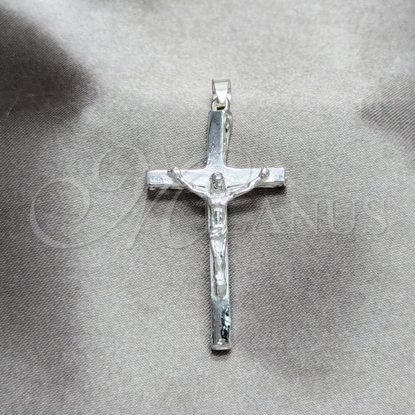 Dije Religioso 05.392.0110 Plata Rodinada, Diseño de Crucifijo, Pulido, Tono Plateado