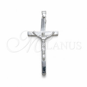 Dije Religioso 05.392.0110 Plata Rodinada, Diseño de Crucifijo, Pulido, Tono Plateado