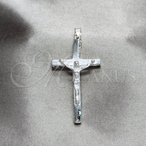 Dije Religioso 05.392.0110 Plata Rodinada, Diseño de Crucifijo, Pulido, Tono Plateado