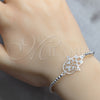 Pulsera Bolo Ajustable 03.392.0039 Plata Rodinada, Diseño de Mano de Dios, Pulido, Tono Plateado (Grosor 03 MM, 7 Pulgadas de Largo)