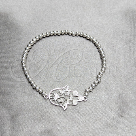 Pulsera Bolo Ajustable 03.392.0039 Plata Rodinada, Diseño de Mano de Dios, Pulido, Tono Plateado (Grosor 03 MM, 7 Pulgadas de Largo)