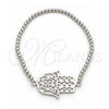 Pulsera Bolo Ajustable 03.392.0040 Plata Rodinada, Diseño de Judaica y Mano de Dios, Pulido, Tono Plateado (Grosor 03 MM, 7 Pulgadas de Largo)