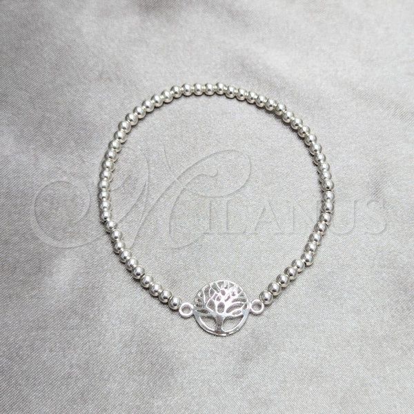 Pulsera Bolo Ajustable 03.392.0041 Plata Rodinada, Diseño de Mano de Dios y Bola, Pulido, Tono Plateado (Grosor 03 MM, 7 Pulgadas de Largo)