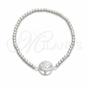 Pulsera Bolo Ajustable 03.392.0041 Plata Rodinada, Diseño de Judaica y Mano de Dios, Pulido, Tono Plateado (Grosor 03 MM, 7 Pulgadas de Largo)