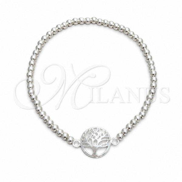 Pulsera Bolo Ajustable 03.392.0041 Plata Rodinada, Diseño de Judaica y Mano de Dios, Pulido, Tono Plateado (Grosor 03 MM, 7 Pulgadas de Largo)