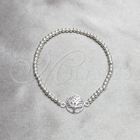 Pulsera Bolo Ajustable 03.392.0041 Plata Rodinada, Diseño de Mano de Dios y Bola, Pulido, Tono Plateado (Grosor 03 MM, 7 Pulgadas de Largo)