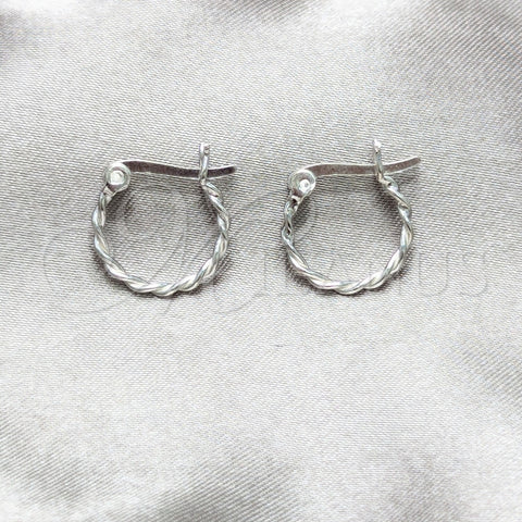 Argolla Pequeña 02.401.0087.14 Plata Rodinada, Diseño de Torcido, Pulido, Tono Plateado