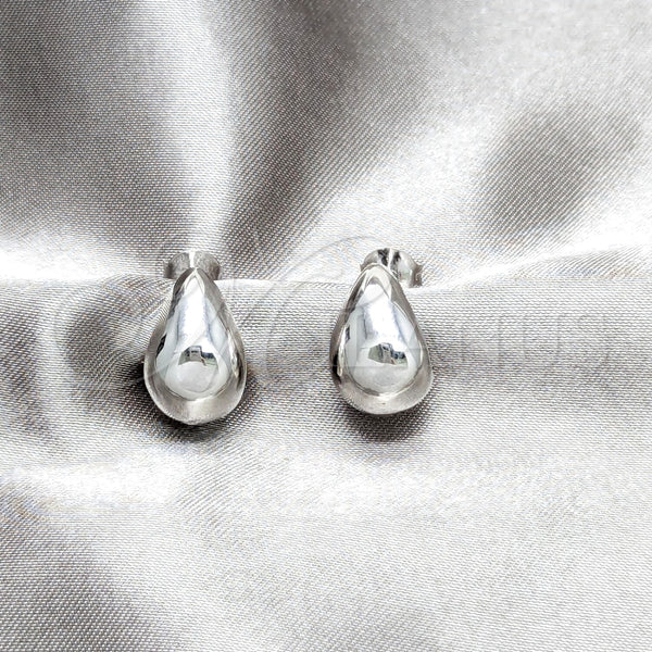 Arete Dormilona 02.401.0090 Plata Rodinada, Diseño de Gota, Pulido, Tono Plateado