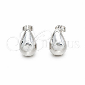 Arete Dormilona 02.401.0090 Plata Rodinada, Diseño de Gota, Pulido, Tono Plateado