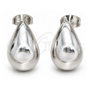 Arete Dormilona 02.401.0090 Plata Rodinada, Diseño de Gota, Pulido, Tono Plateado