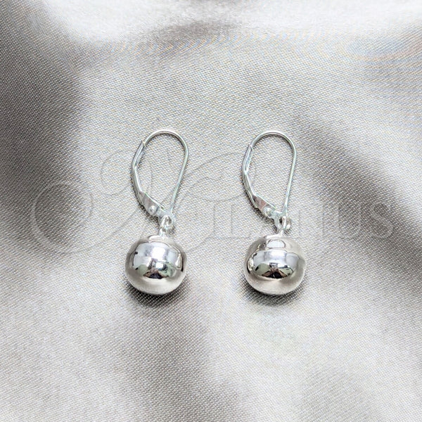 Arete Colgante 02.401.0091 Plata Rodinada, Diseño de Bola, Pulido, Tono Plateado