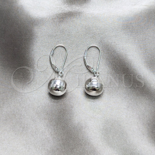 Arete Colgante 02.401.0092 Plata Rodinada, Diseño de Bola, Pulido, Tono Plateado