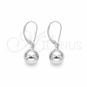 Arete Colgante 02.401.0092 Plata Rodinada, Diseño de Bola, Pulido, Tono Plateado