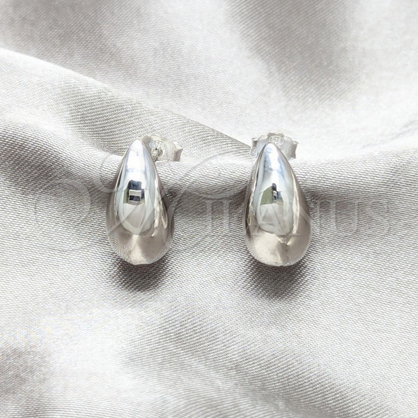 Arete Dormilona 02.401.0093 Plata Rodinada, Diseño de Gota, Pulido, Tono Plateado