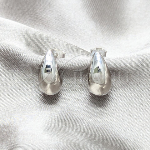Arete Dormilona 02.401.0093 Plata Rodinada, Diseño de Gota, Pulido, Tono Plateado
