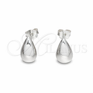 Arete Dormilona 02.401.0095 Plata Rodinada, Diseño de Gota, Pulido, Tono Plateado