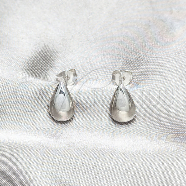 Arete Dormilona 02.401.0095 Plata Rodinada, Diseño de Gota, Pulido, Tono Plateado