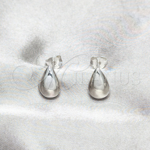 Arete Dormilona 02.401.0095 Plata Rodinada, Diseño de Gota, Pulido, Tono Plateado