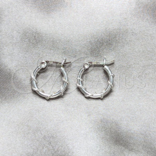 Argolla Pequeña 02.401.0096.16 Plata Rodinada, Diseño de Torcido, Pulido, Tono Plateado