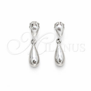 Arete Dormilona 02.401.0098 Plata Rodinada, Diseño de Gota, Pulido, Tono Plateado