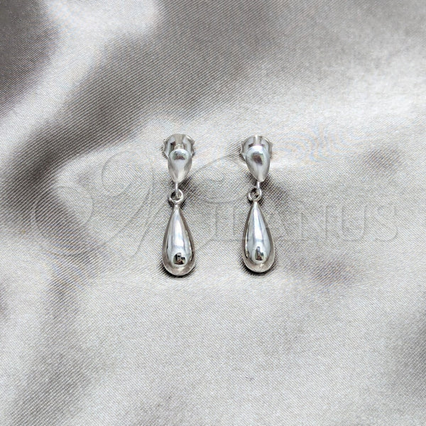 Arete Dormilona 02.401.0098 Plata Rodinada, Diseño de Gota, Pulido, Tono Plateado