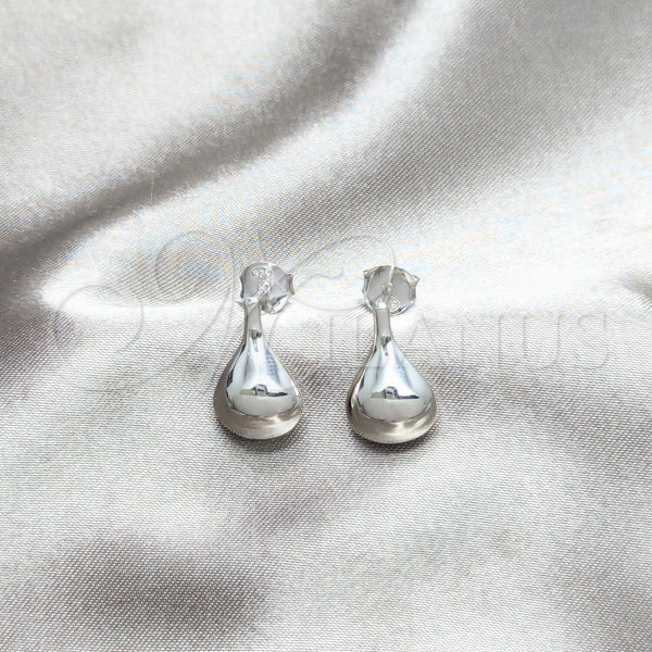 Arete Dormilona 02.401.0099 Plata Rodinada, Diseño de Gota, Pulido, Tono Plateado