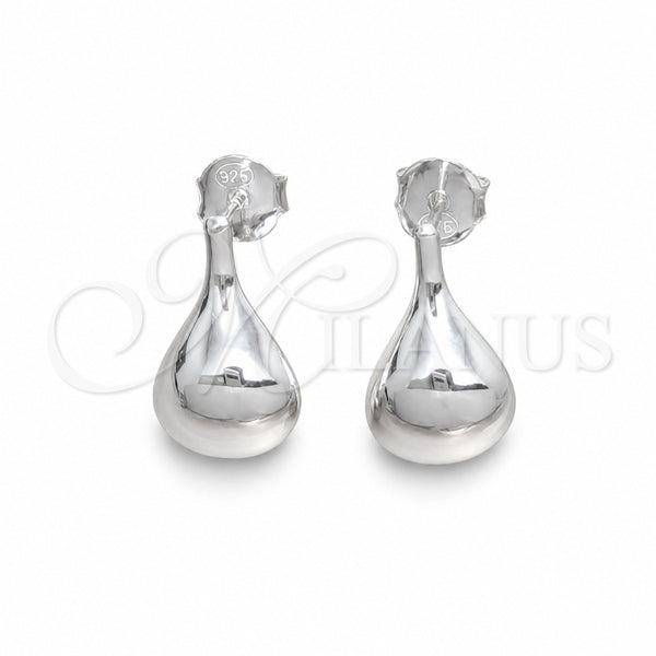 Arete Dormilona 02.401.0099 Plata Rodinada, Diseño de Gota, Pulido, Tono Plateado