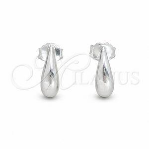 Arete Dormilona 02.401.0100 Plata Rodinada, Diseño de Gota, Pulido, Tono Plateado