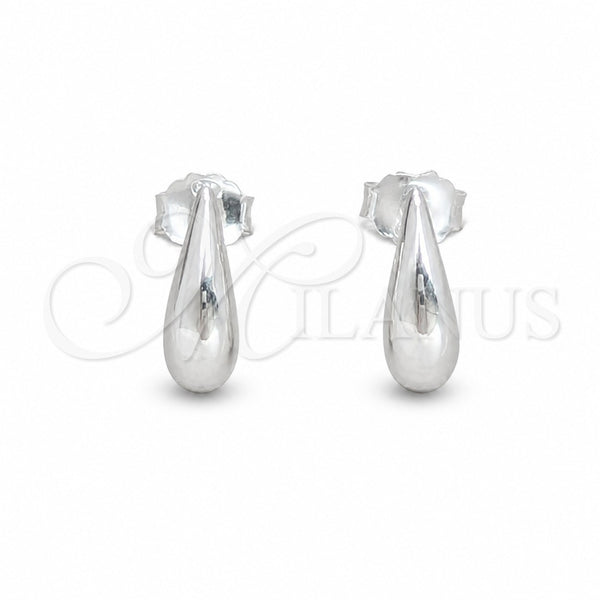 Arete Dormilona 02.401.0100 Plata Rodinada, Diseño de Gota, Pulido, Tono Plateado
