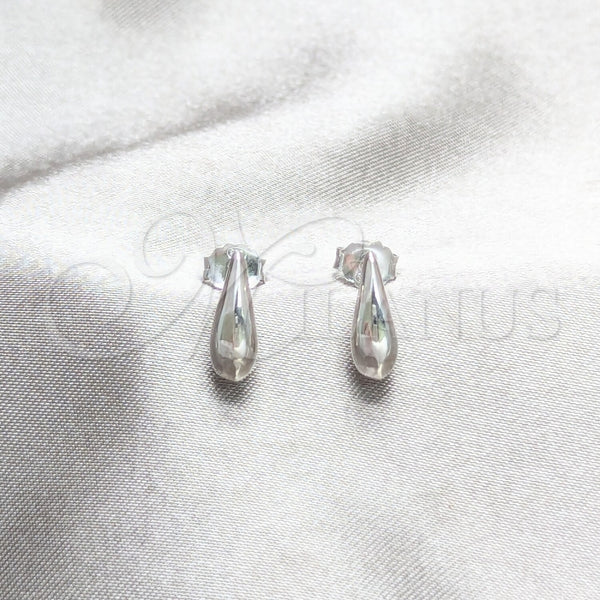 Arete Dormilona 02.401.0100 Plata Rodinada, Diseño de Gota, Pulido, Tono Plateado