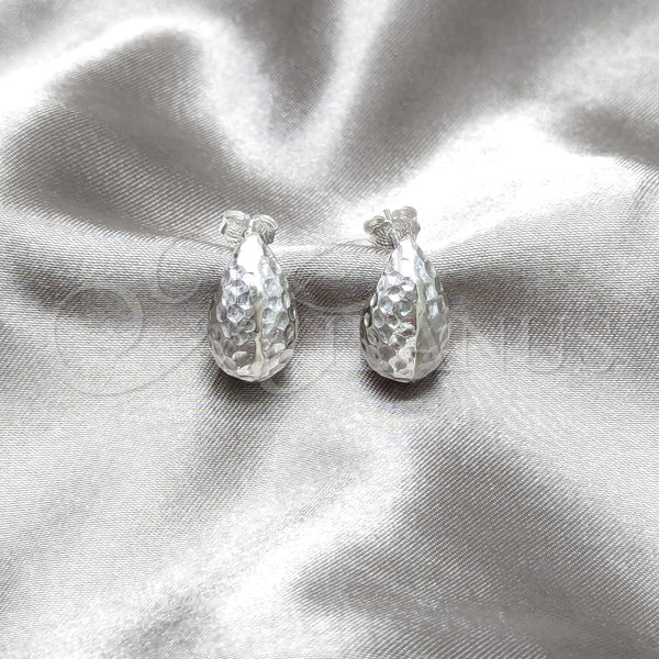 Arete Dormilona 02.401.0103 Plata Rodinada, Diseño de Gota, Pulido, Tono Plateado