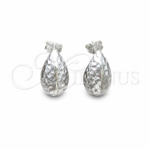 Arete Dormilona 02.401.0103 Plata Rodinada, Diseño de Gota, Pulido, Tono Plateado