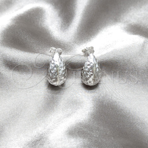 Arete Dormilona 02.401.0103 Plata Rodinada, Diseño de Gota, Pulido, Tono Plateado