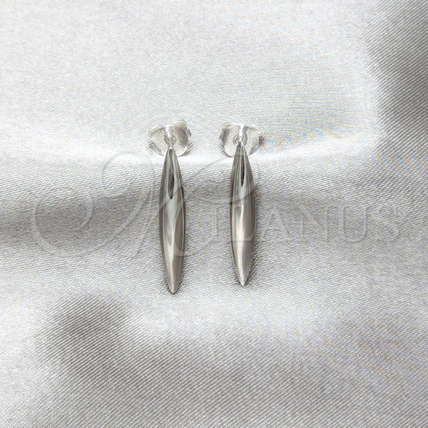 Arete Dormilona 02.401.0104 Plata Rodinada, Diseño de Chunky, Pulido, Tono Plateado