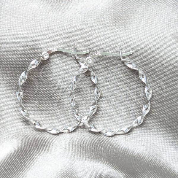 Argolla Mediana 02.401.0105.30 Plata Rodinada, Diseño de Torcido, Pulido, Tono Plateado
