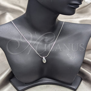 Collares con Dije 04.401.0026.18 Plata Rodinada, Diseño de Gota, Pulido, Tono Plateado (Grosor 01 MM, 18 Pulgadas de Largo)