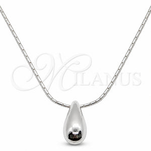 Collares con Dije 04.401.0026.18 Plata Rodinada, Diseño de Gota, Pulido, Tono Plateado (Grosor 01 MM, 18 Pulgadas de Largo)