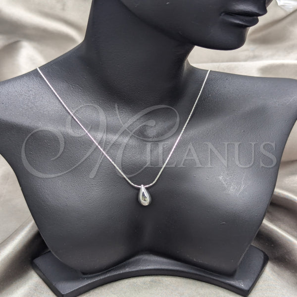 Collares con Dije 04.401.0026.18 Plata Rodinada, Diseño de Gota, Pulido, Tono Plateado (Grosor 01 MM, 18 Pulgadas de Largo)