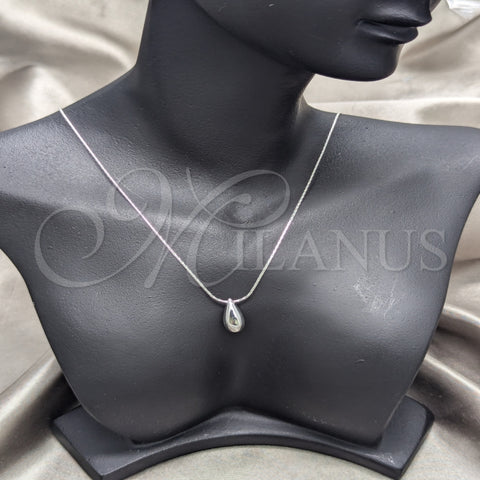 Collares con Dije 04.401.0026.18 Plata Rodinada, Diseño de Gota, Pulido, Tono Plateado (Grosor 01 MM, 18 Pulgadas de Largo)