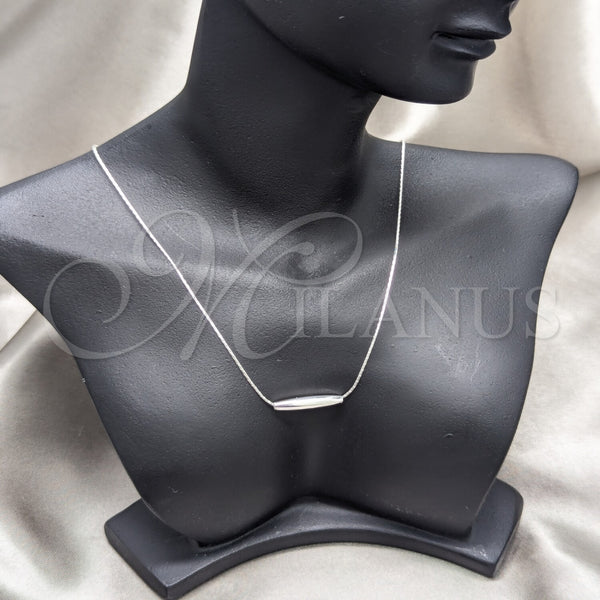 Collares con Dije 04.401.0027.18 Plata Rodinada, Diseño de Chunky, Pulido, Tono Plateado (Grosor 01 MM, 18 Pulgadas de Largo)